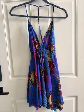 Tricia Fix Blue Floral & Abstract Print Dress
